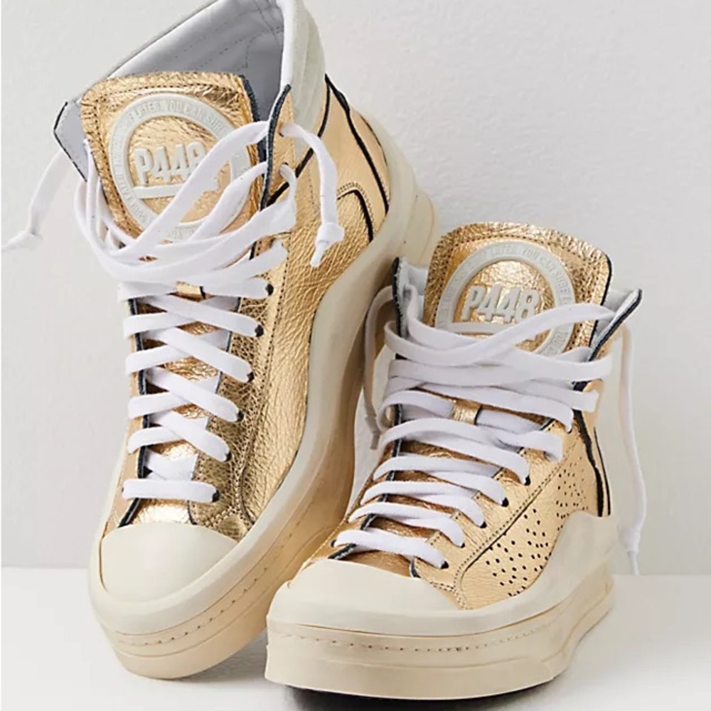 P448 She's So Golden Rail Hi Top Sneakers New Without Box